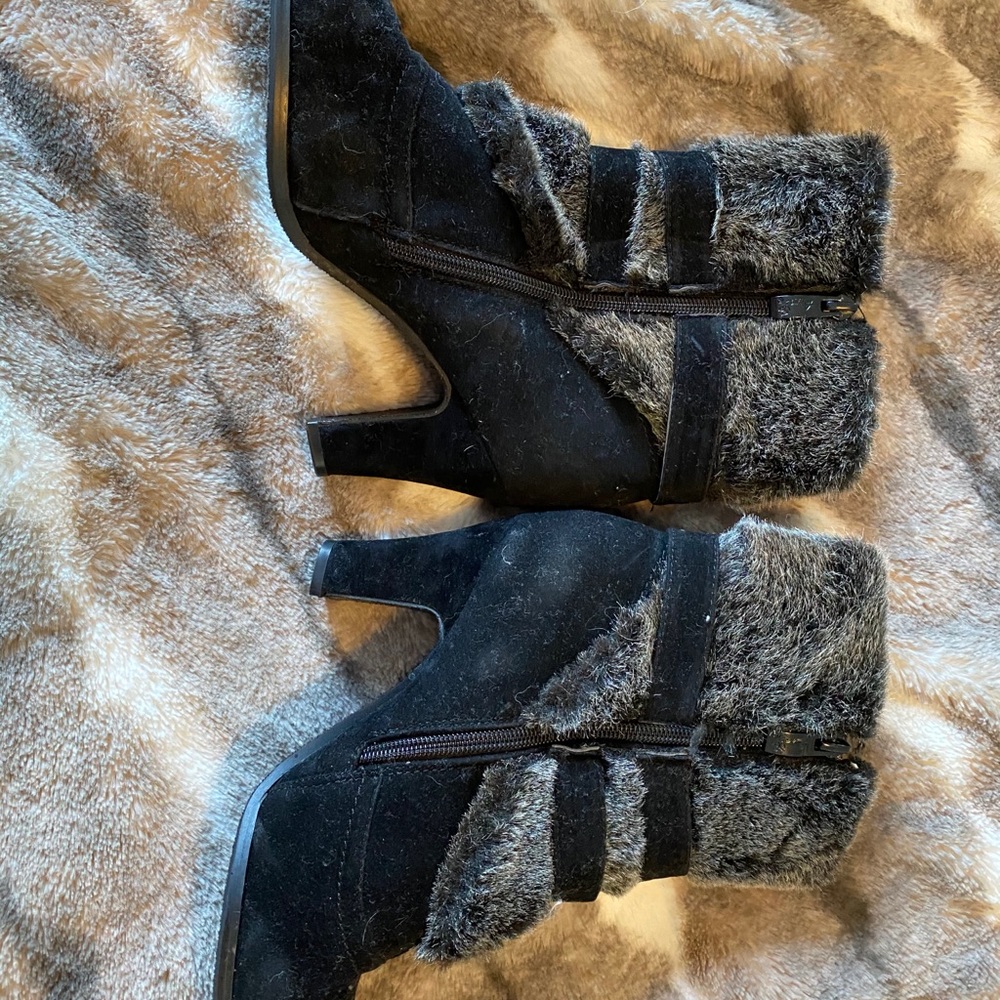 Furry black boots